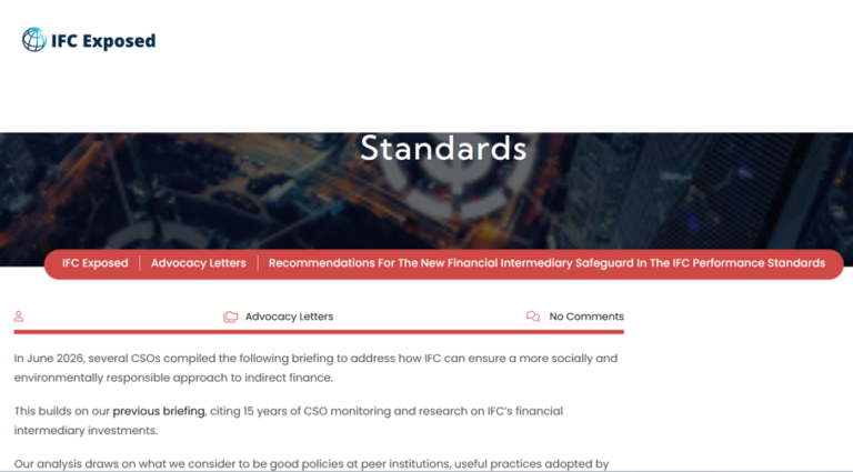 New CSO Recommendations for IFC Financial Intermediary Safeguards Include a Dedicated Chapter on Microfinance